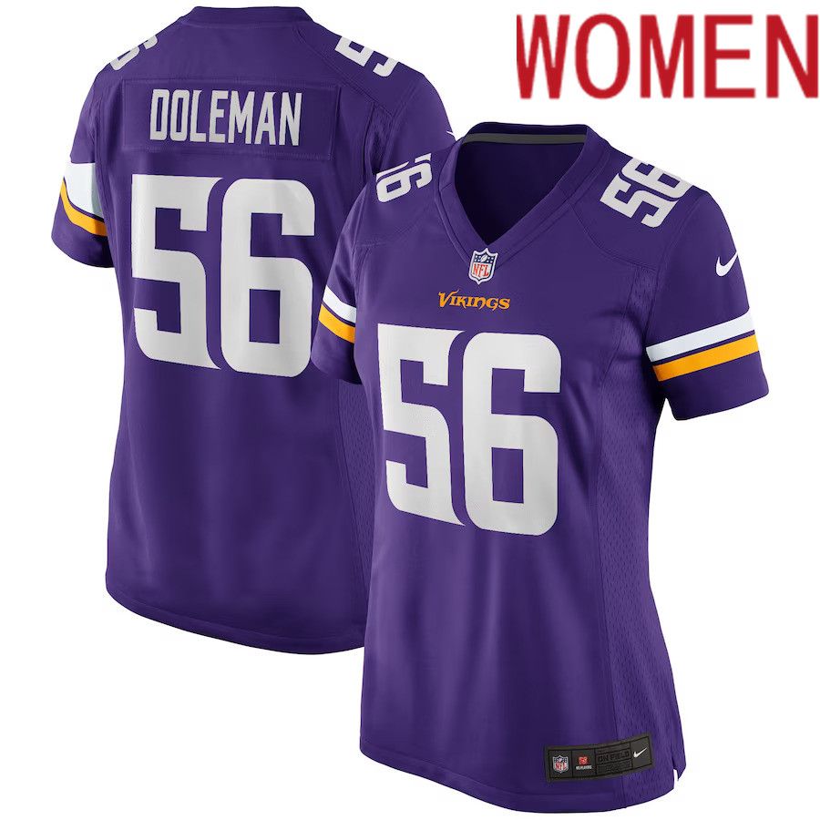 Women Minnesota Vikings #56 Chris Doleman Nike Purple Game Retired Player NFL Jersey